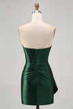 Sparkly Dark Green Corset Tight Short Cocktail Dress with Sash