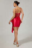 Sparkly Beaded Red Tight Corset Short Prom Dress with Bow