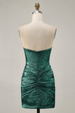 Sparkly Grey Green Strapless Tight Short Cocktail Dress with Beading