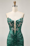 Sparkly Grey Green Strapless Tight Short Cocktail Dress with Beading