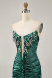 Sparkly Grey Green Strapless Tight Short Cocktail Dress with Beading
