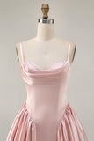 Sparkly Blush A Line Satin Short Cocktail Dress with Beading