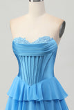 Fuchsia Ruffled Corset Sweetheart Short Prom Dress with Appliques