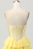 Fuchsia Ruffled Corset Sweetheart Short Prom Dress with Appliques