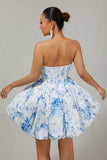 Pink Sweetheart Corset Short Floral Cocktail Dress
