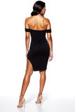 Sexy Black Off the Shoulder Tight Asymmetrical Cocktail Dress
