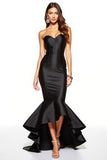 Black Corset Sweetheart Mermaid High-Low Black Tie Dress with Ruffles