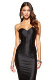 Black Corset Sweetheart Mermaid High-Low Black Tie Dress with Ruffles