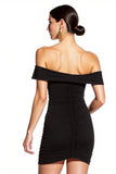 Black Ruched Off the Shoulder Tight Mini Cocktail Dress