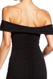 Black Ruched Off the Shoulder Tight Mini Cocktail Dress