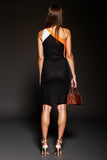 Black Patchwork One Shoulder Short Bodycon Cocktail Dress