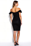 Tight Black Off the Shoulder Short Cocktail Dress with Ruffles