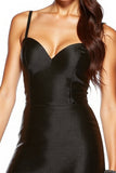 Black Satin Spaghetti Straps Mini Tight Cocktail Dress with Ruffles