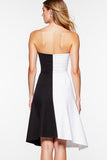 Black and White A Line Strapless Short Cocktail Dress with Slit
