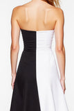 Black and White A Line Strapless Short Cocktail Dress with Slit