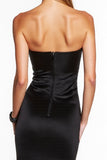 Black Sweetheart Mermaid Midi Satin Cocktail Dress with Ruffles