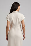 Midi Apricot Pencil Cap Sleeves Work Dress with Bow