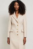 Apricot Pencil Notched Lapel Single Breasted Midi Blazer Dress with Sleeves
