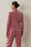 2 Piece Grey Pink Floral Notched Lapel Velvet Business Suits with Pockets