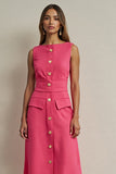 Fuchsia Bateau Neck Pencil Single Breasted Maxi Blazer Dress