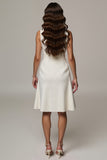 Ivory Midi Notched Lapel A Line Double Breasted Blazer Dress