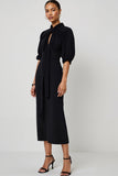 Black Half Sleeves Pencil Keyhole Maxi Work Dress