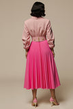 2 Piece Fuchsia Notched Lapel Blazer Dress with Pockets