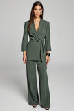 Dark Green 2 Piece Peak Lapel Formal Business Suits with Sash