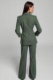 Dark Green 2 Piece Peak Lapel Formal Business Suits with Sash