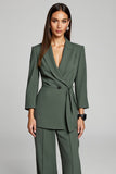 Dark Green 2 Piece Peak Lapel Formal Business Suits with Sash