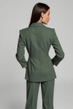Dark Green 2 Piece Peak Lapel Formal Business Suits with Sash