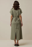 Grey Green A Line Maxi Notched Lapel Blazer Dress with Slit