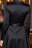 Black Peak Lapel Long Sleeves A Line Short Blazer Dress