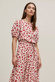 A Line Maxi Red Leopard Printed Work Dress with Sleeves
