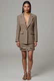 Brown 2 Piece Notched Lapel Tweed Short Business Suits