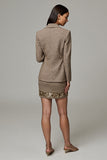 Brown 2 Piece Notched Lapel Tweed Short Business Suits