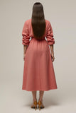 Midi Coral A Line Notched Lapel Blazer Dress with Sleeves