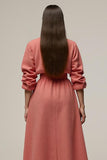 Midi Coral A Line Notched Lapel Blazer Dress with Sleeves