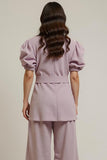 Grey Pink Notched Lapel Single Breasted 2 Piece Business Suits with Sleeves