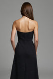 Black Strapless Keyhole Maxi A Line Work Dress