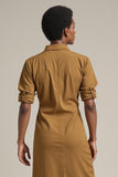 Yellow Midi Collar Neck Pencil Work Dress with Sleeves