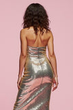 Sparkly Midi Golden Strapless Sequins Bodycon Holiday Party Dress