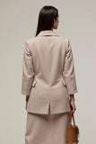 2 Piece Grey Pink Pencil Notched Lapel Business Suits with Slit