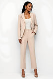 2 Piece Apricot Satin Peak Lapel Business Suits with Pockets
