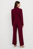 2 Piece Burgundy Satin Notched Lapel One Button Business Suits