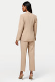 2 Piece Satin Apricot Notched Lapel Double Breasted Business Suits