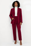 2 Piece Peak Lapel Burgundy Single Breasted Business Suits with Pockets