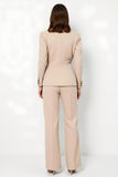 2 Piece Apricot Satin Notched Lapel Women Business Suits with Sleeves