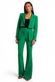 Dark Green Flare Leg 2 Piece Notched Lapel Women Business Suits