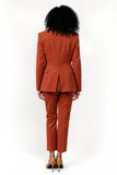Brick Red 2 Piece Notched Lapel One Button Business Suits with Sleeves